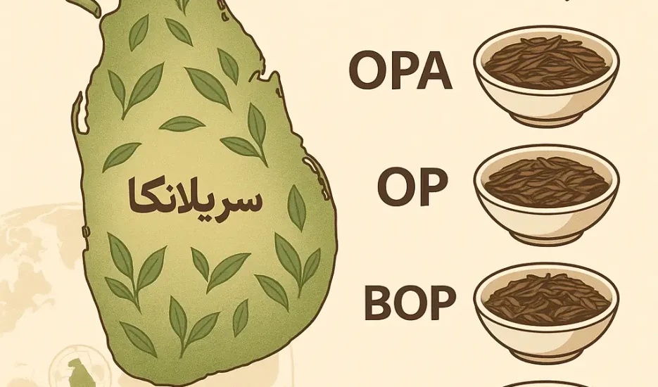 انواع چای سریلانکا (OPA تا BOPF) | تفاوت گریدها + راهنمای انتخاب و خرید