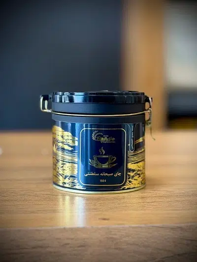 چای صبحانه سلطنتی تقی‌پور با بسته‌بندی فلزی لوکس وارداتی سریلانکا OPA